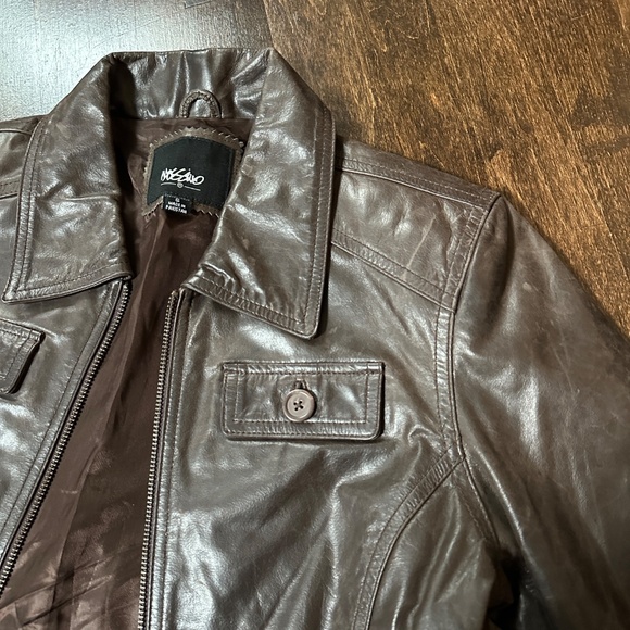 Mossimo 100% Leather Jacket - Distressed Brown, Size Small - Picture 2 of 4